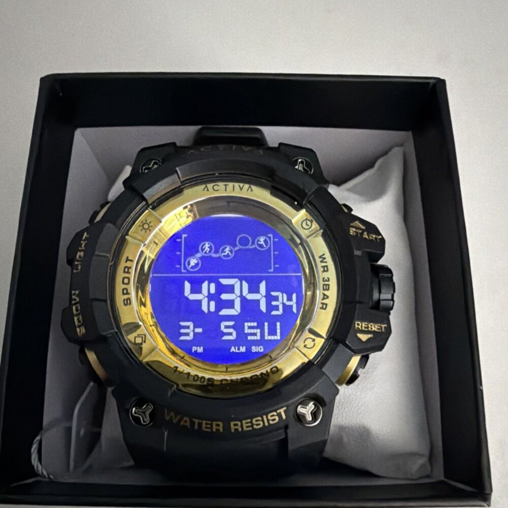 Activa Black 50 mm Summit X Watch Gold accent, Digital, Chronograph ACW8082-005